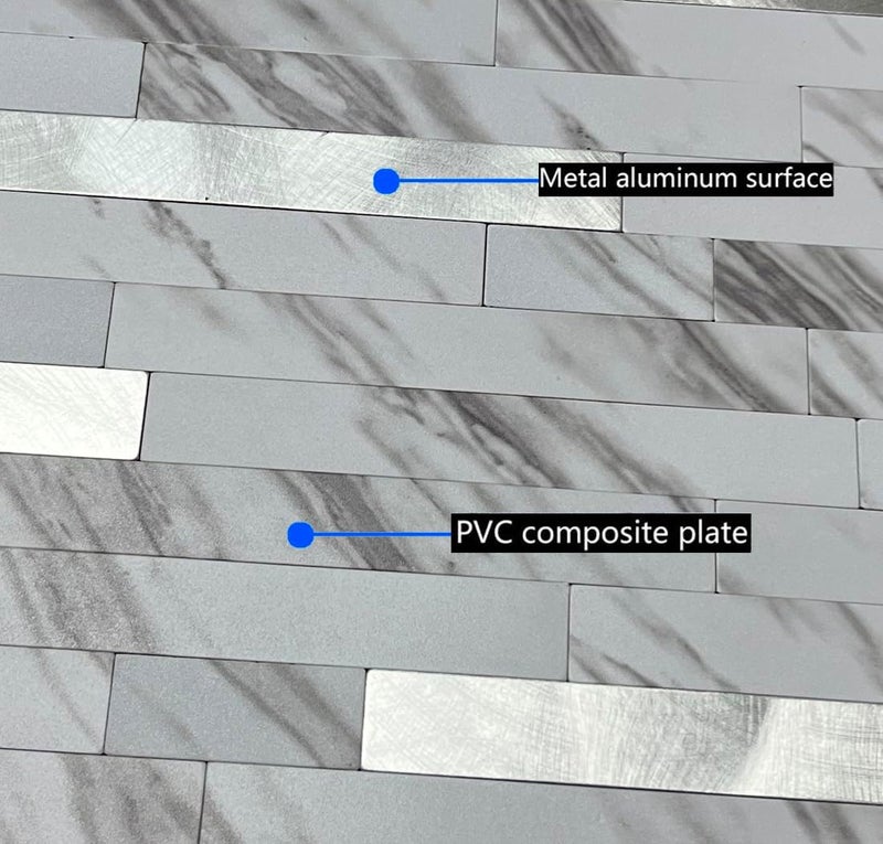 weimeisc 10 Sheets Peel and Stick Backsplash Tile for Kitchen, Self-Adhesive Mosaic Tile, Stick on Bathroom Vanities，Fireplace Décor, Laundry Table (White Marble+Frosted Silver) - Image 3
